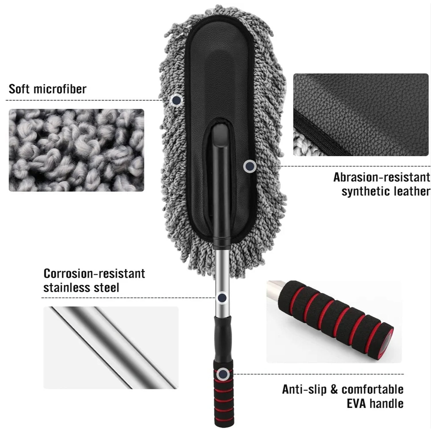 Car Duster, Long Retractable / Soft / Non-Slip / Handle Multipurpose Microfiber Wash Brush Vehicle Interior and Exterior Cleaning Kit with for Car, Boats or Home Car Duster, Long Retractable / Soft / Non-Slip / Handle Multipurpose Microfiber Wash Brush Vehicle Interior and Exterior Cleaning Kit with for Car, Boats or Home